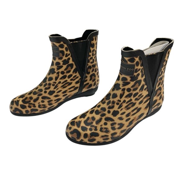 London Fog Rain Boots Womens 6 Piccadilly Ankle Leopard Rubber Rain Waterproof - Picture 4 of 11